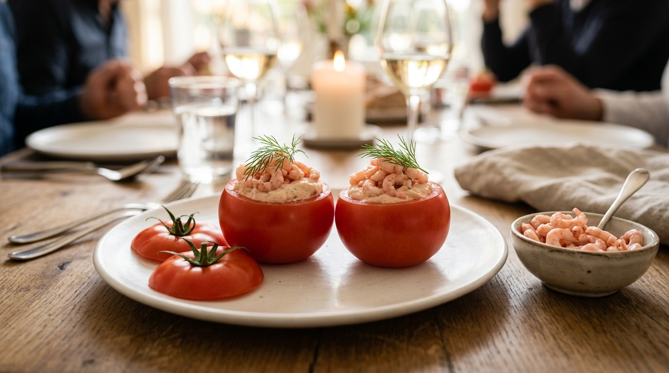 Garnalencrème in Tomaten