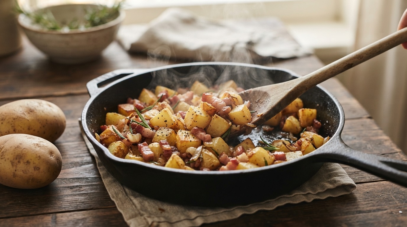 Gebakken Aardappels met Spek en Rozemarijn