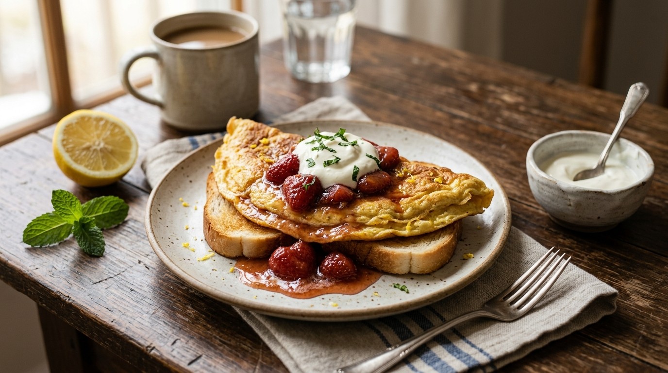 Gebakken Aardbeien met Omelet