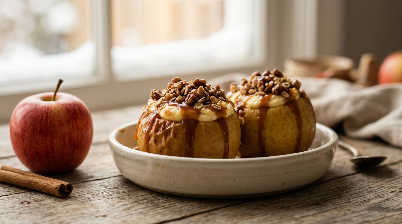 Gebakken Appels met Cheesecake en Karamelsaus