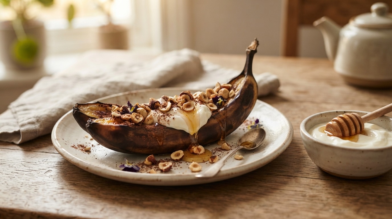 Gebakken Banaan met Griekse Yoghurt en Honing