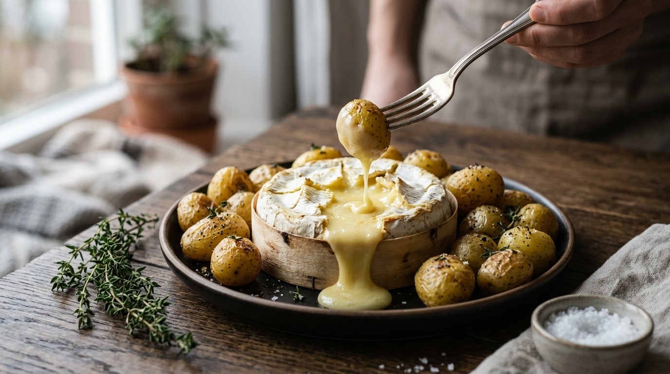 Gebakken Camembert met Nieuwe Aardappeltjes recept Gebakken Camembert met Nieuwe Aardappeltjes recept