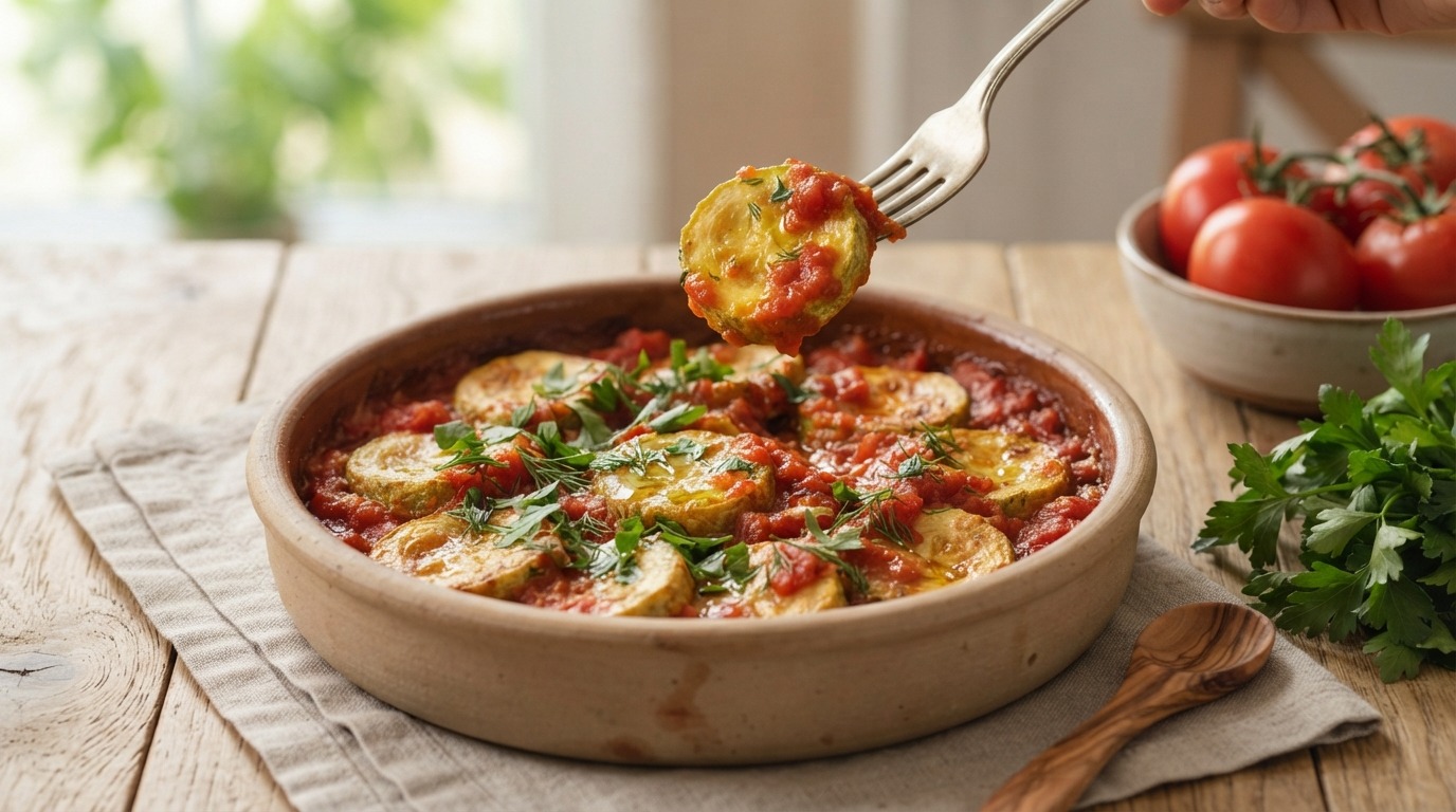 Gebakken Courgette in Tomatensaus
