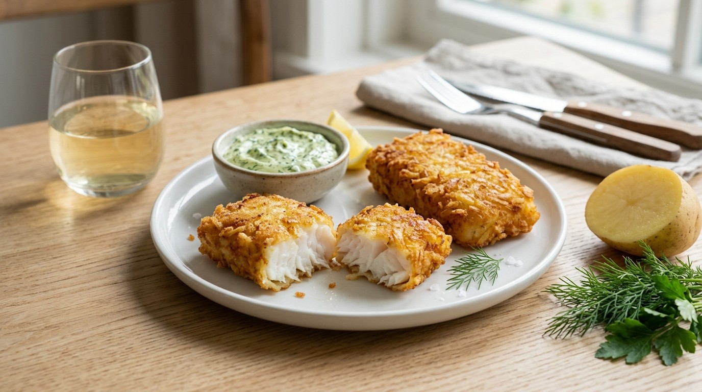 Gebakken Kabeljauwfilet in een Jasje