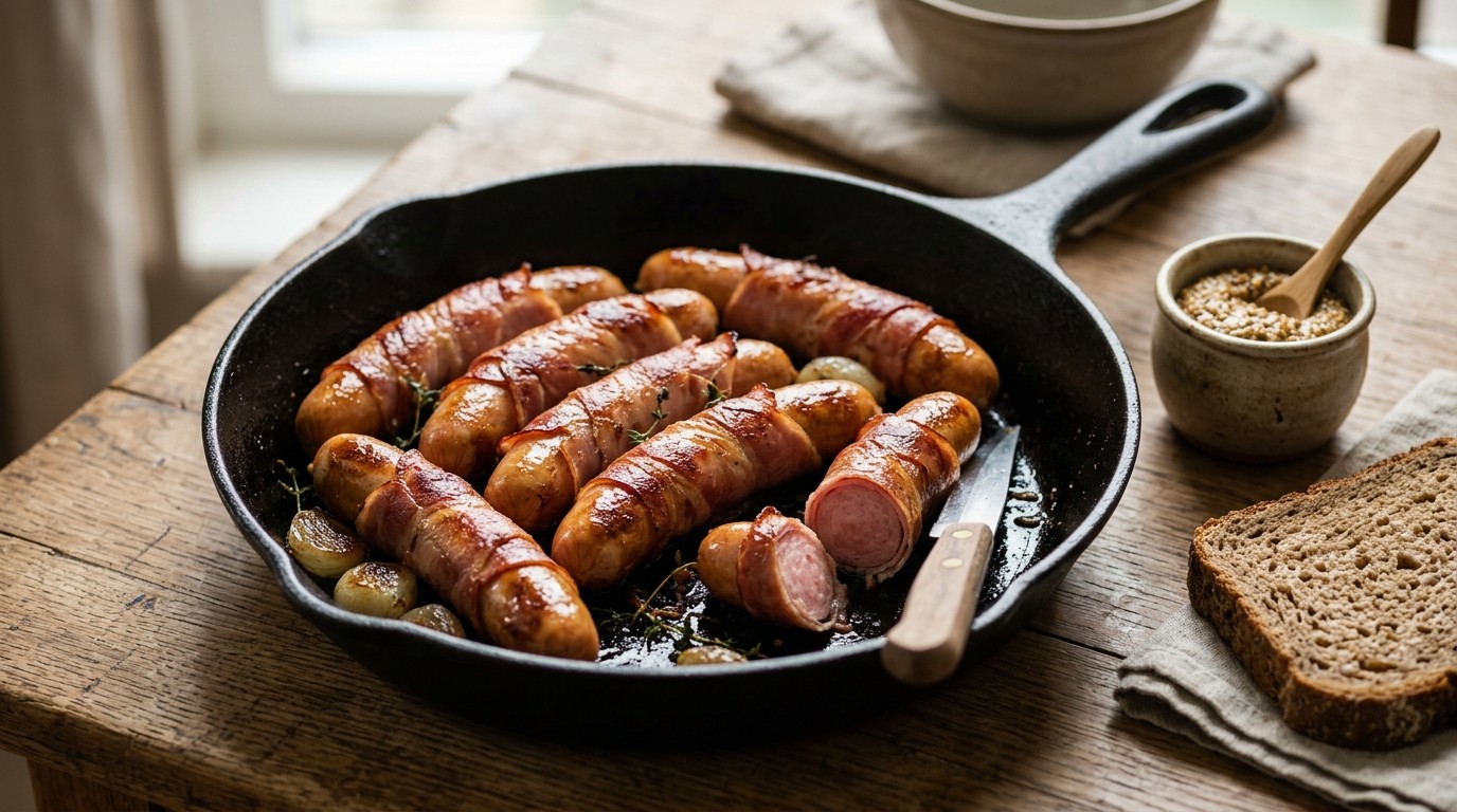Gebakken Knakworst met ham recept Gebakken Knakworst met ham recept