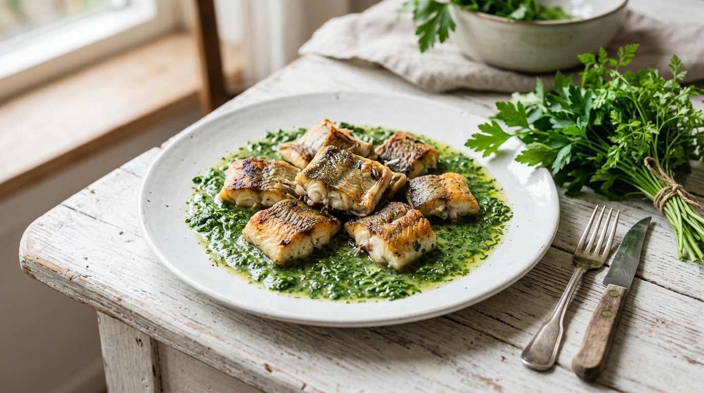 Gebakken Paling met Groene Kruidensaus