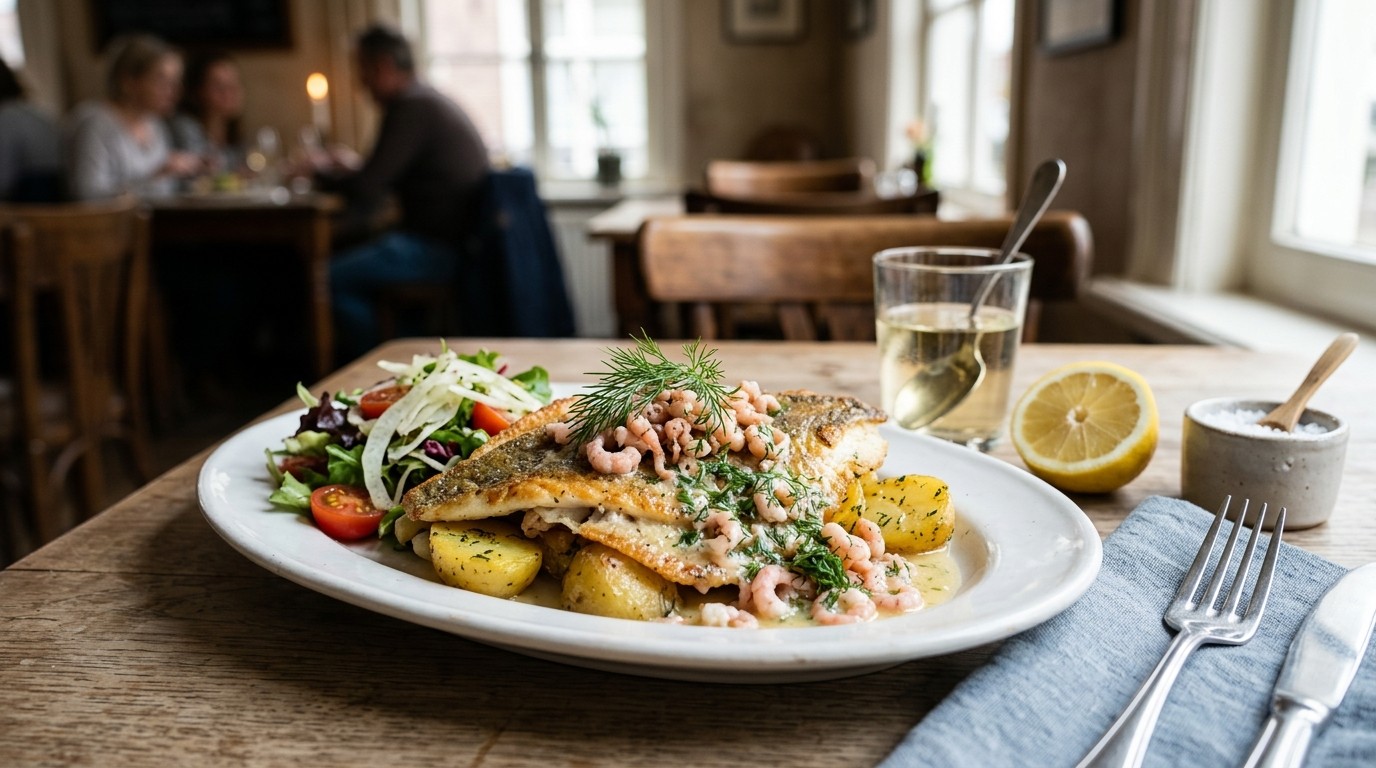 Gebakken Scholfilet met Hollandse Garnalen