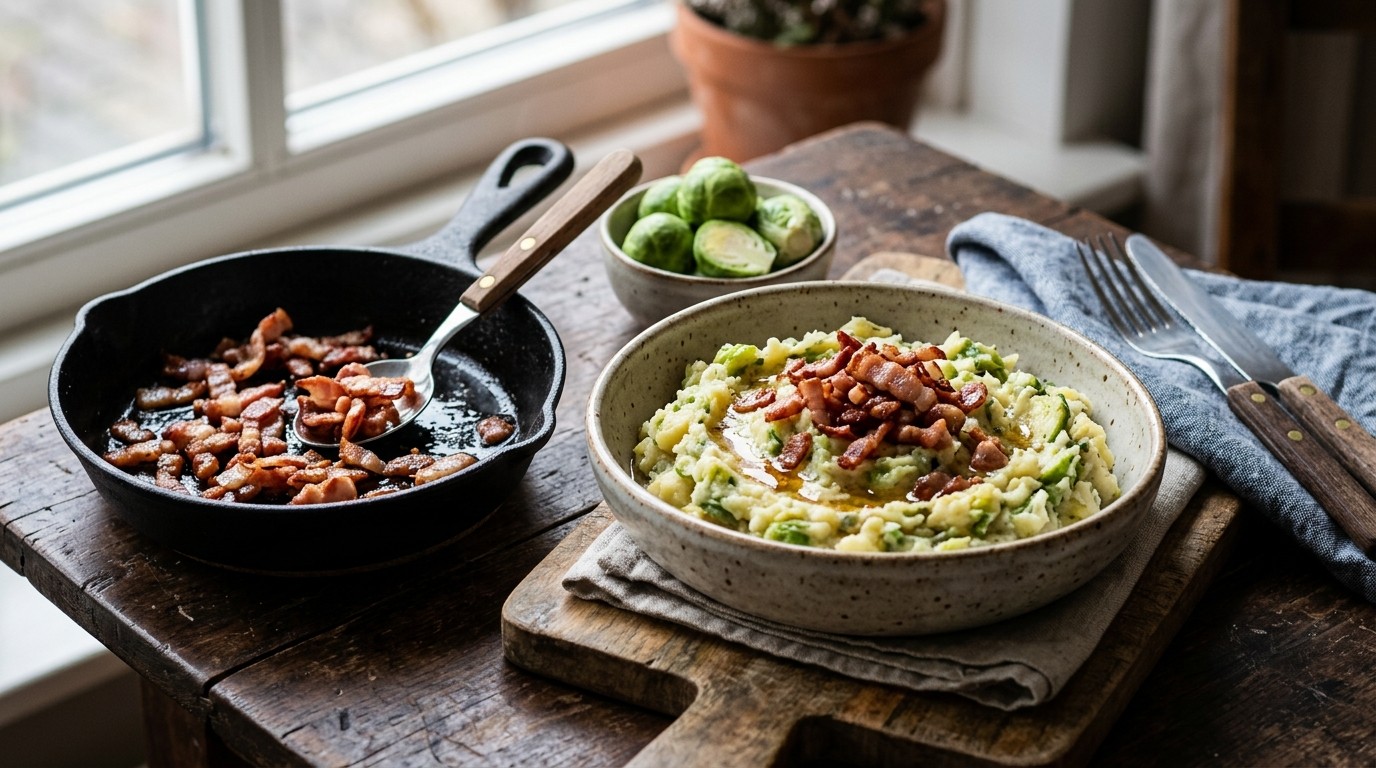Gebakken Spekreepjes bij de Spruitjesstamppot recept Gebakken Spekreepjes bij de Spruitjesstamppot recept