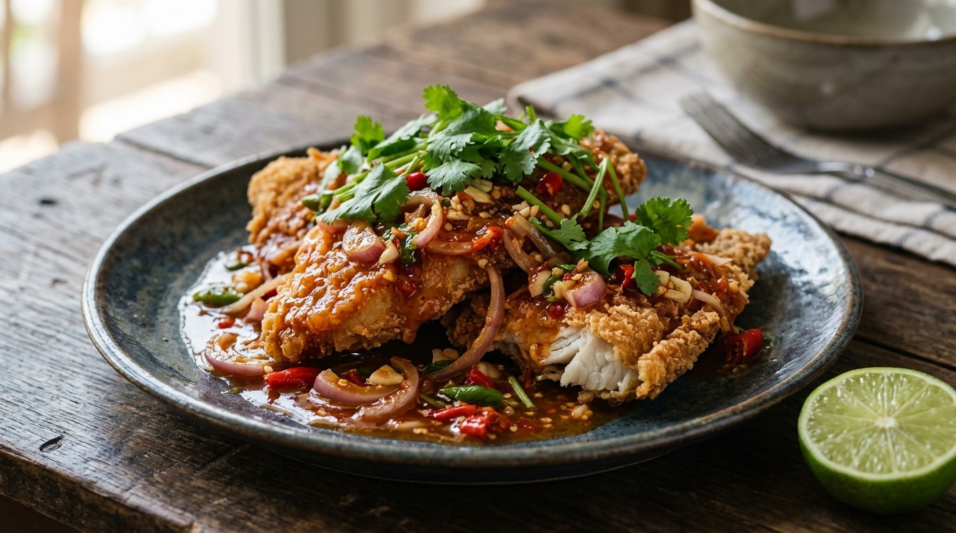 Gebakken Tilapia/snapper in Zoet-zure Saus