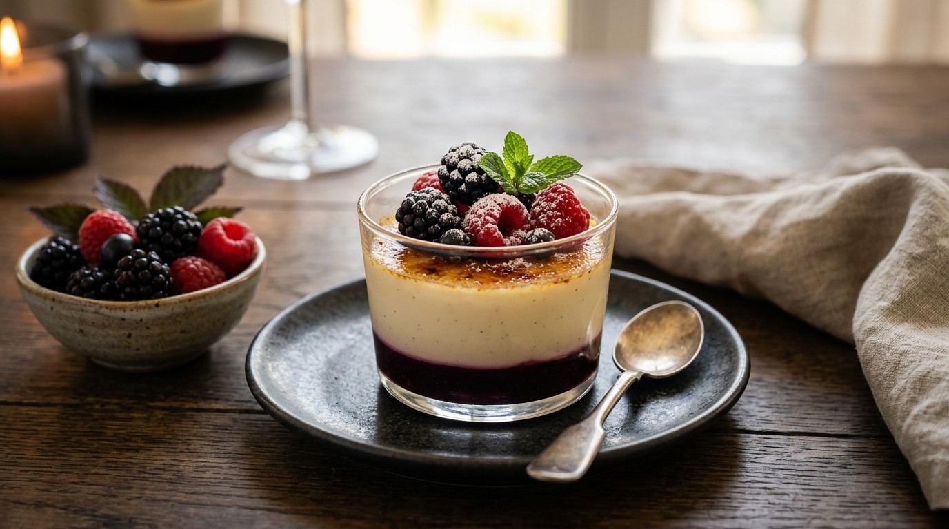 Gebrande Bosvruchten Panna Cotta