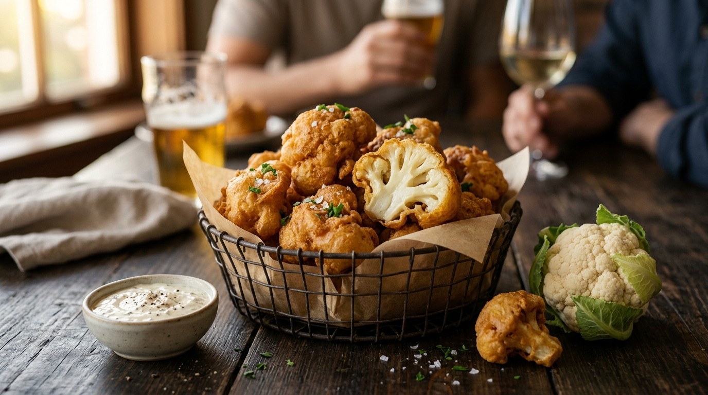Gefrituurde Bloemkool in Bierbeslag recept Gefrituurde Bloemkool in Bierbeslag recept