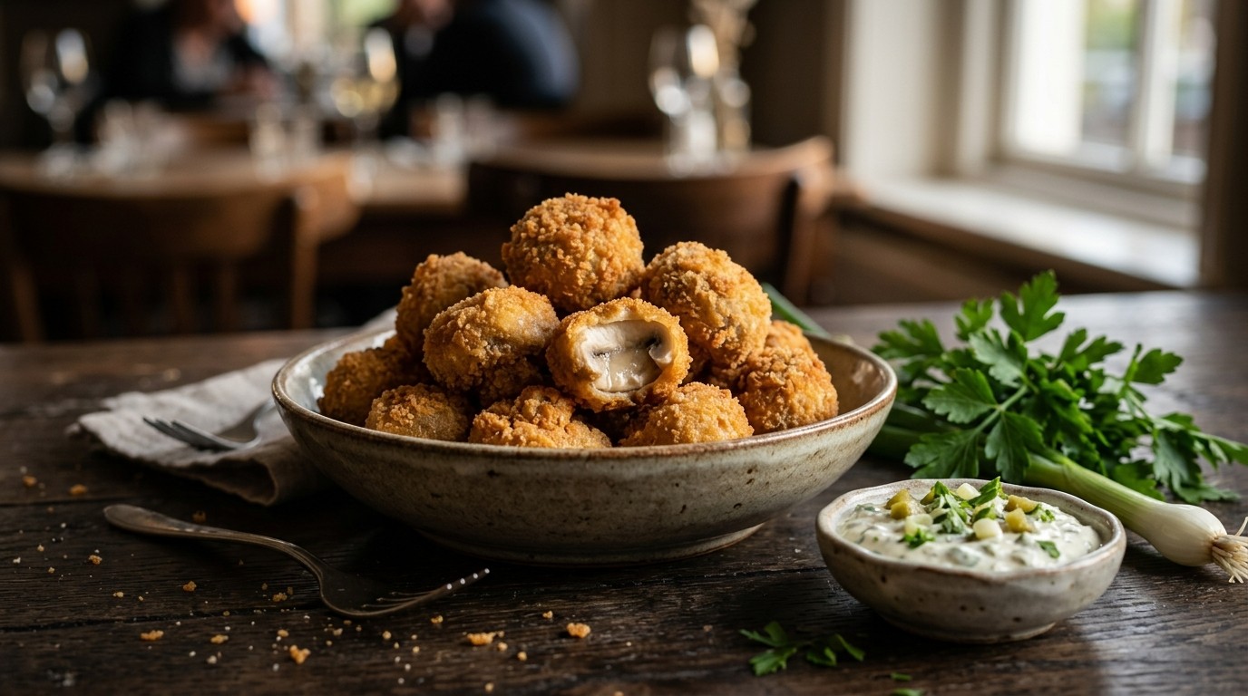 Gefrituurde Champignons (met Sausje) recept Gefrituurde Champignons (met Sausje) recept