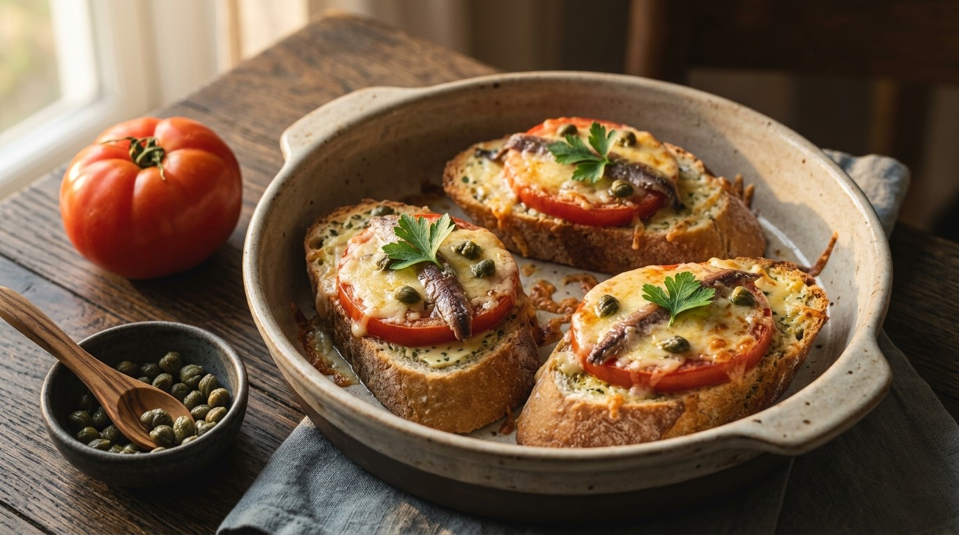 Gegratineerd Sneetje Tomaat met Ansjovis