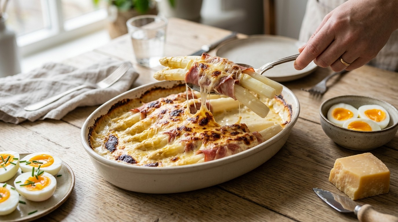 Gegratineerde Asperges
