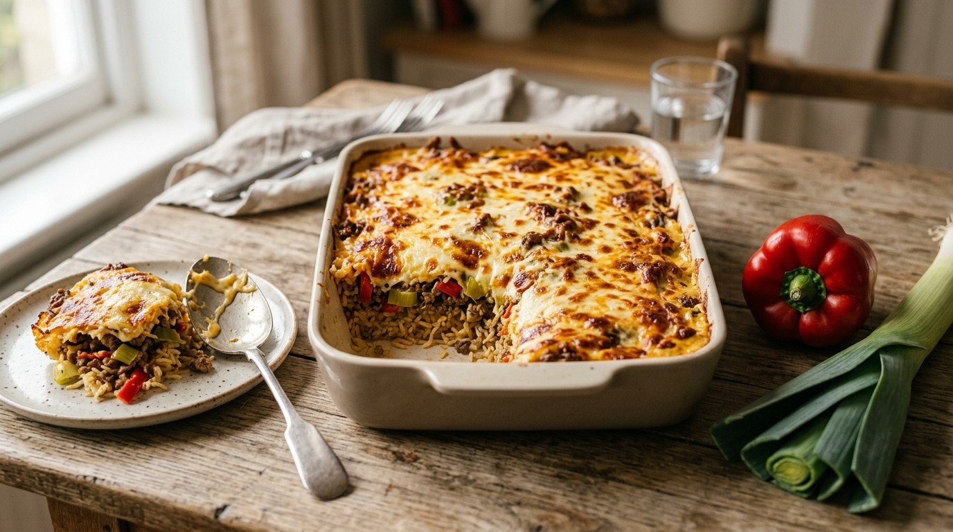 Gegratineerde Gehaktschotel met Basmatirijst recept Gegratineerde Gehaktschotel met Basmatirijst recept