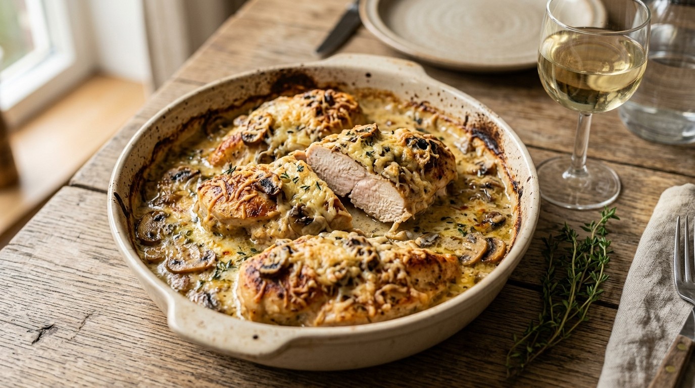 Gegratineerde Kipfilets met Champignons recept Gegratineerde Kipfilets met Champignons recept