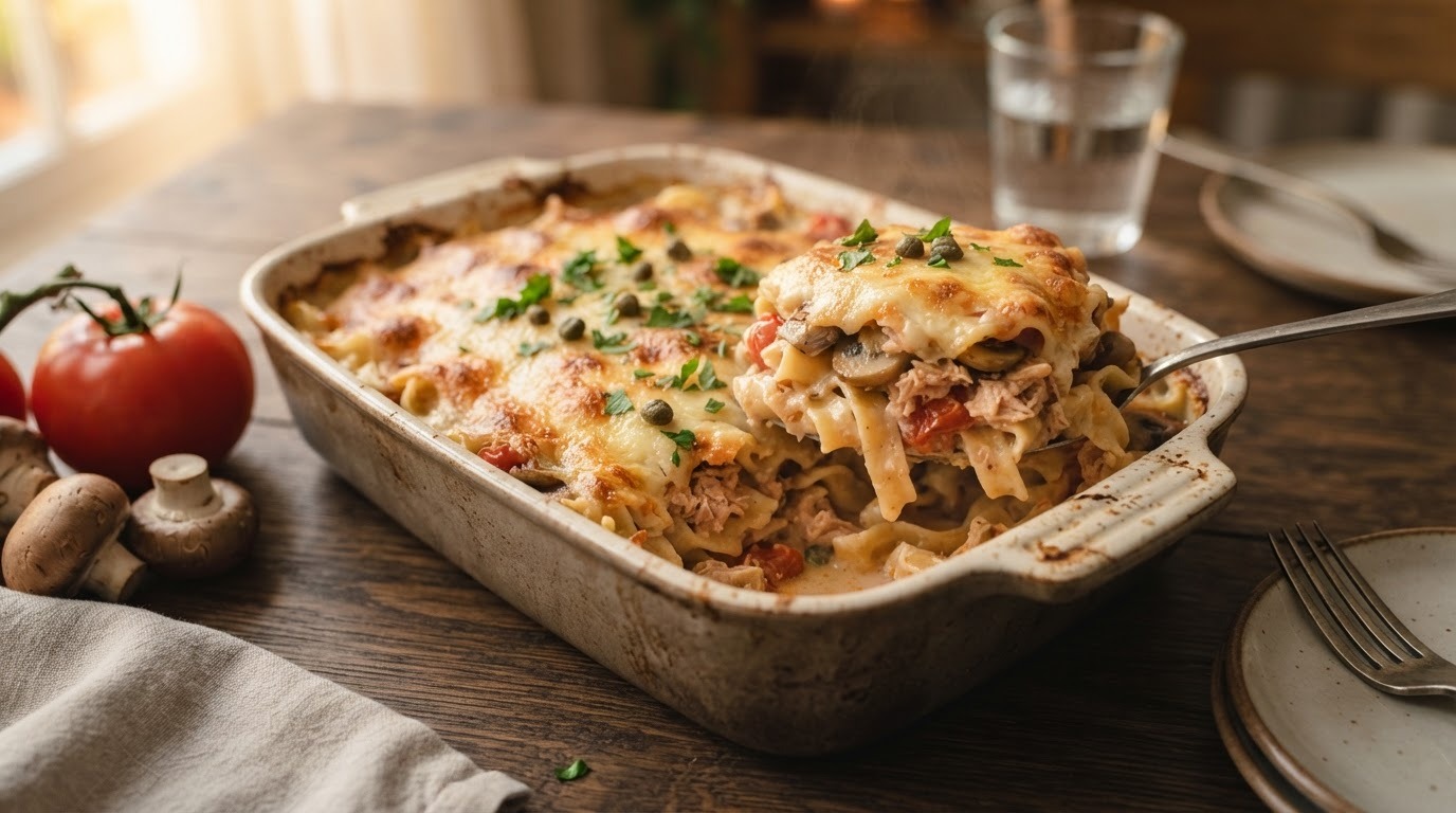 Gegratineerde Pasta met Tonijn