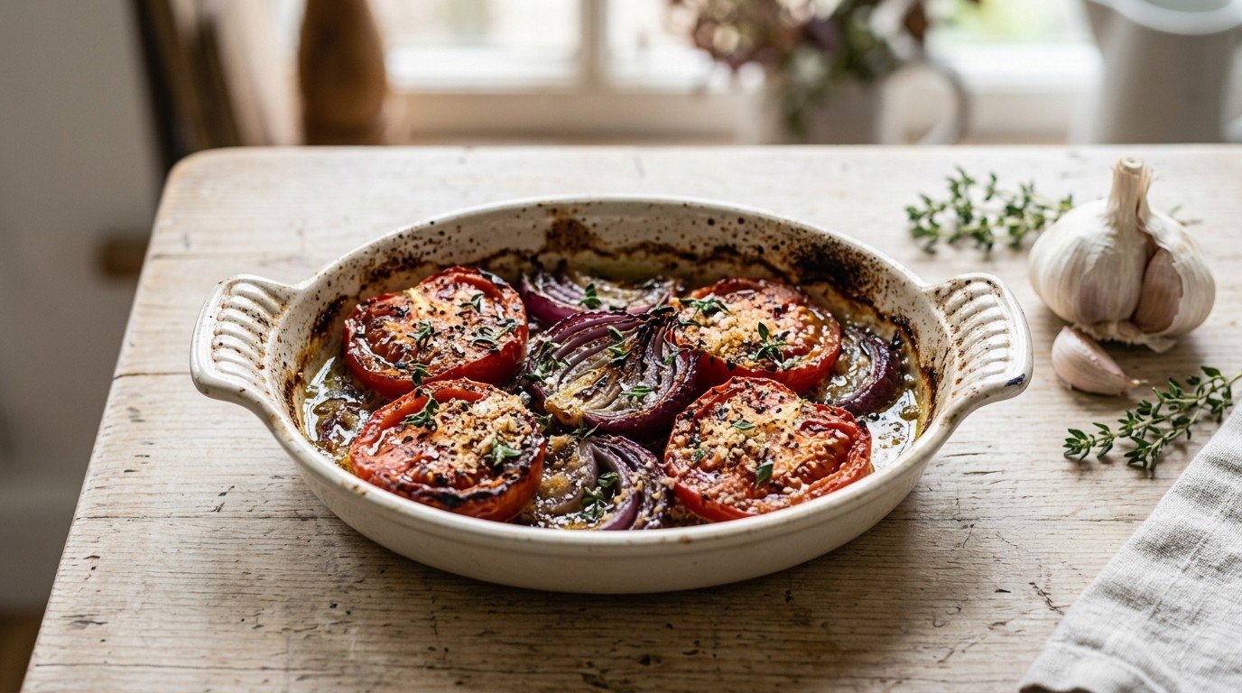 Gegratineerde Tomaten met Rode ui en Tijm