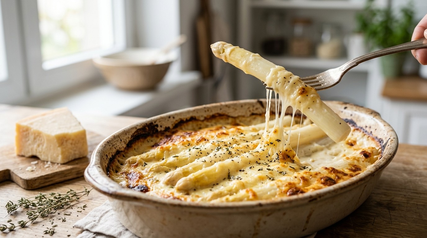 Gegratineerde Witte Asperges