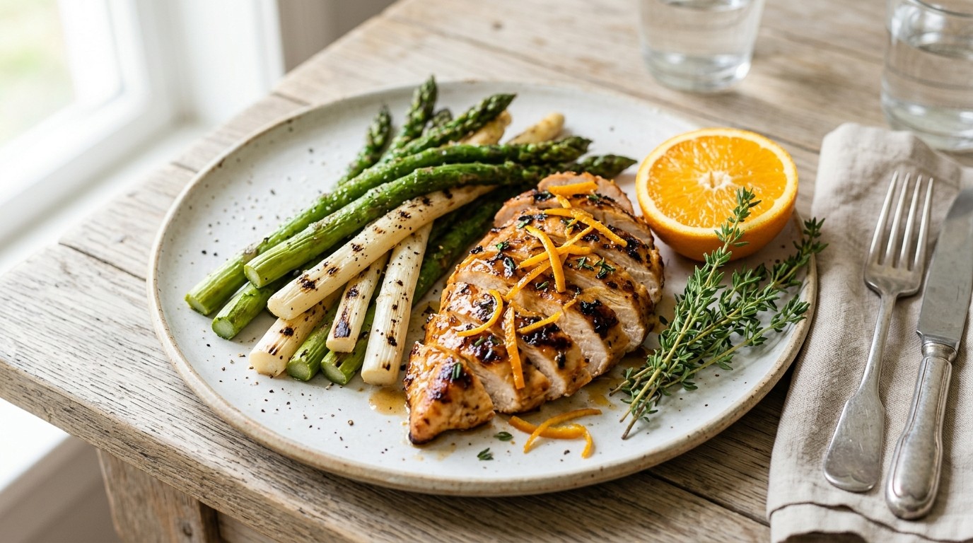 Gegrilde Asperges met Sinaasappelkip