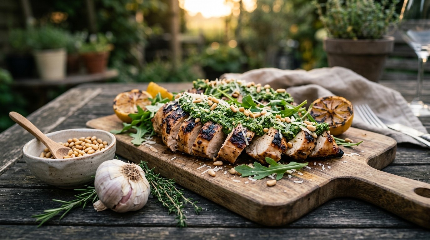 Gegrilde Citroenkip met Parmezaan-rucolapesto