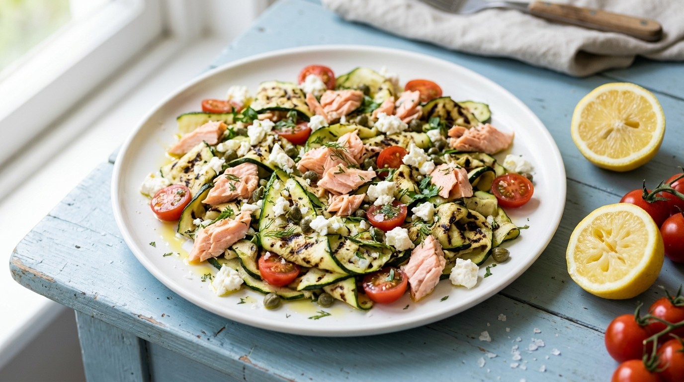 Gegrilde Courgette met Zalm en Feta
