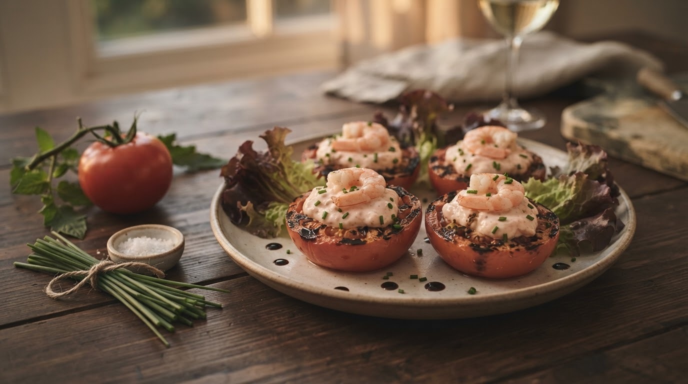 Gegrilde Tomaten met Garnalen Mayonaise