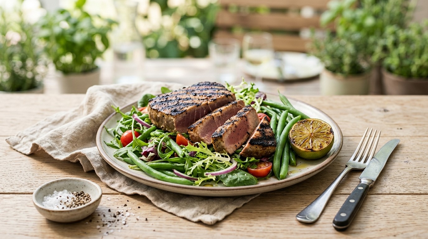 Gegrilde Tonijn op een Salade