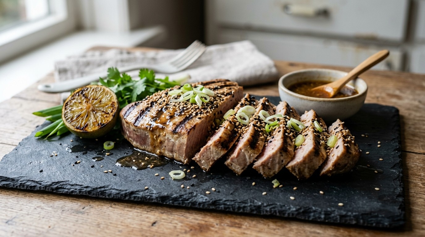 Gegrilde Tonijnsteak met Lauw/warme Sesamdressing