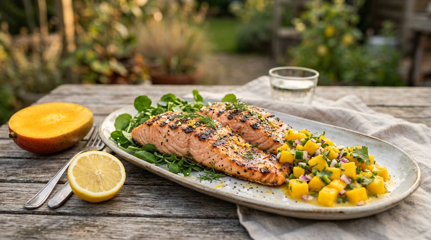 Gegrilde Zalm met Mangosaus
