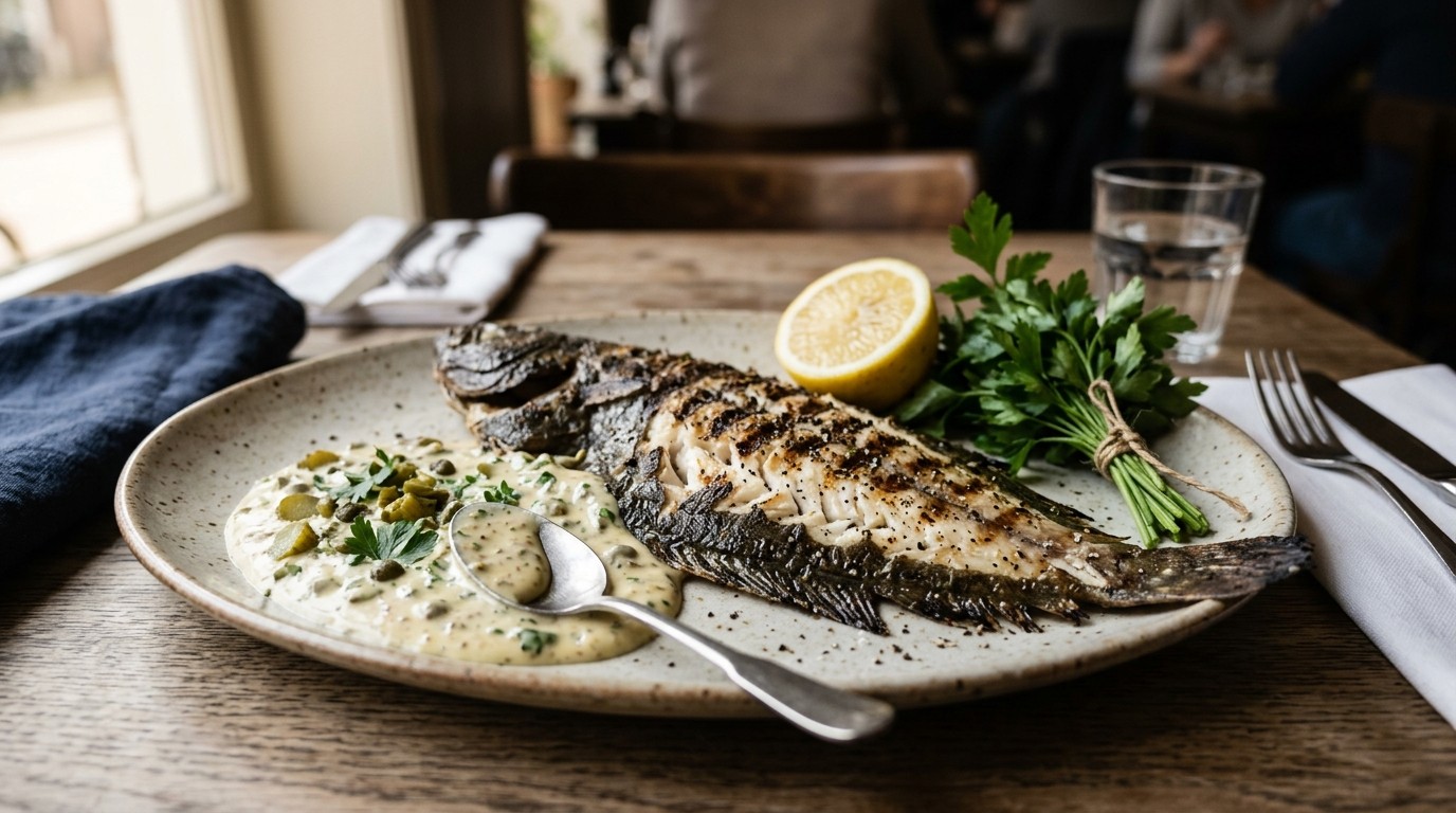 Gegrilde Zeetong met Mosterdroomsaus recept Gegrilde Zeetong met Mosterdroomsaus recept