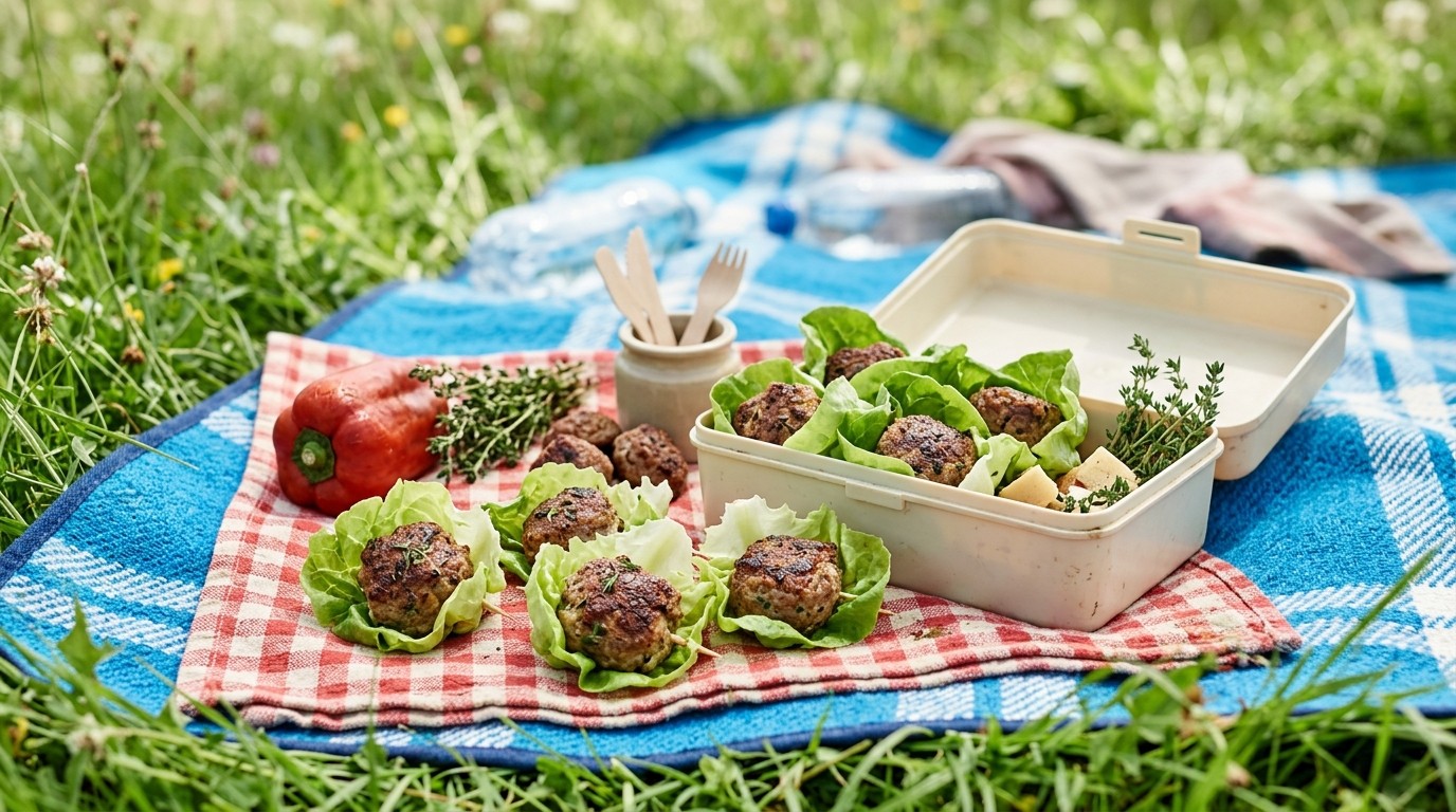 Gehaktballen in een Slajasje Voor Picknick