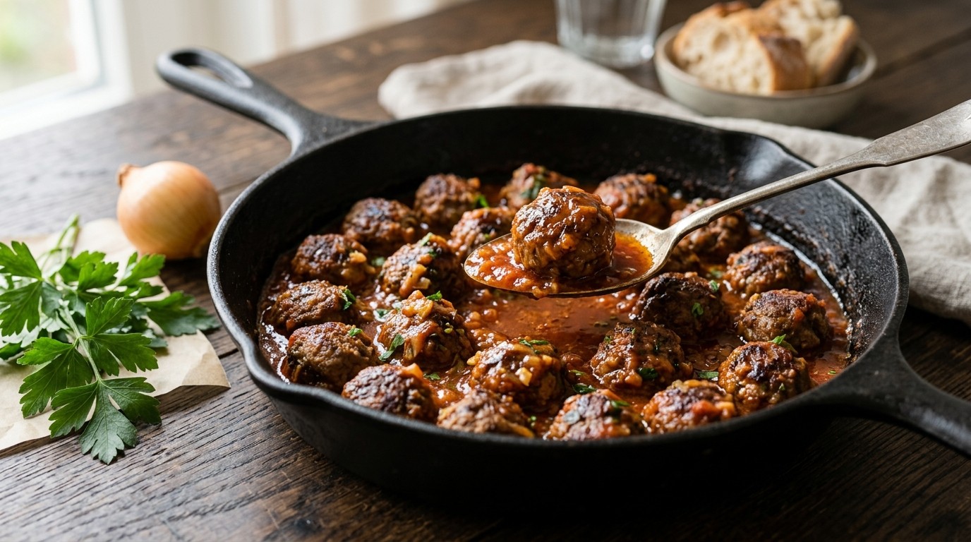 Gehaktballetjes in Tomaten Knoflooksaus