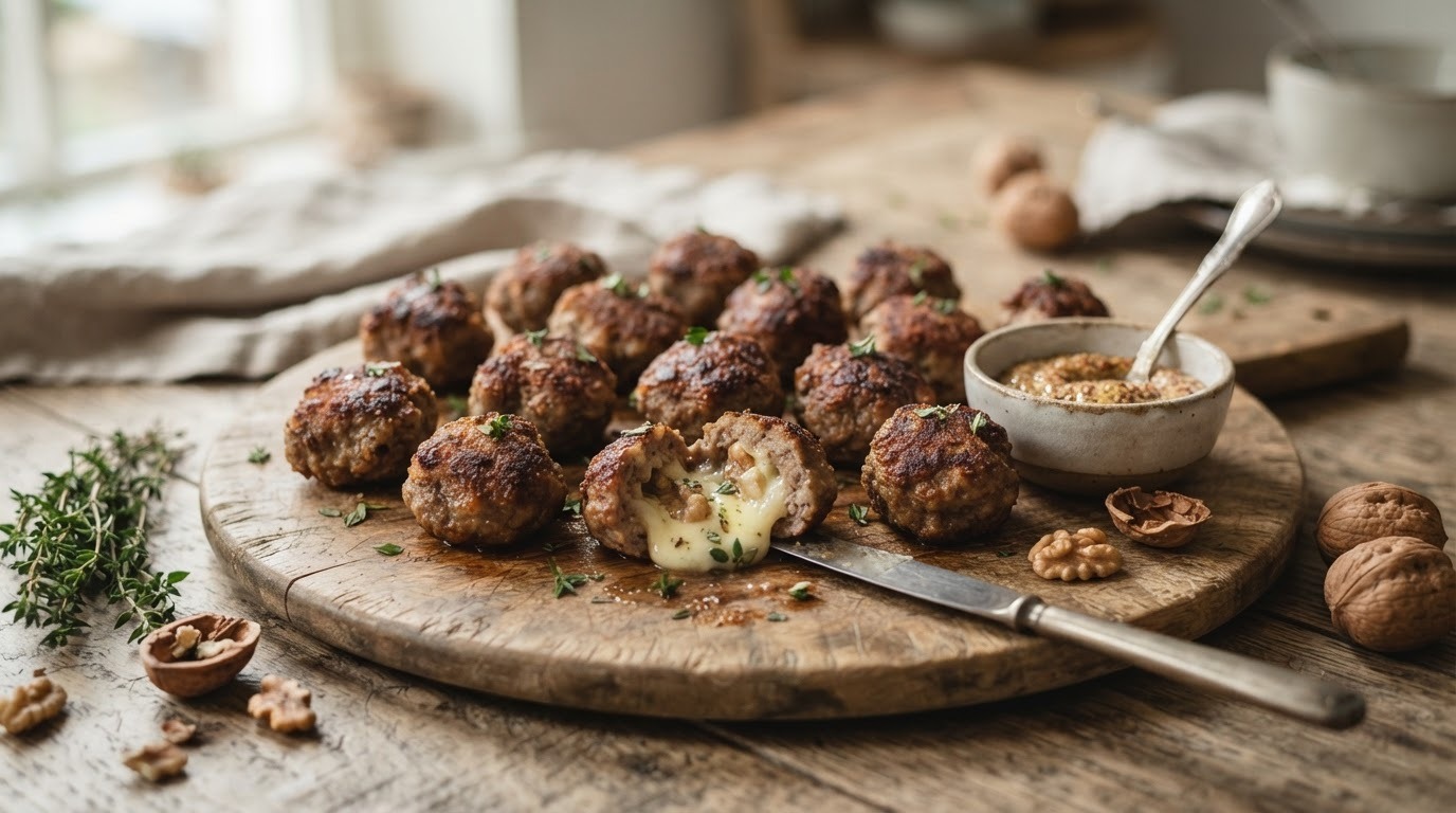 Gehaktballetjes met Brie en Walnoot
