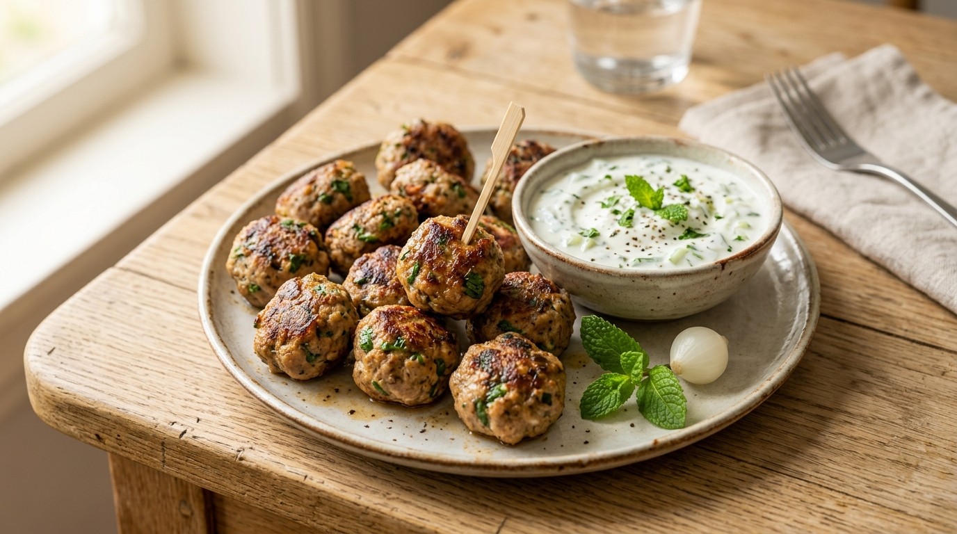 Gehaktballetjes met Munt en Yoghurt Saus