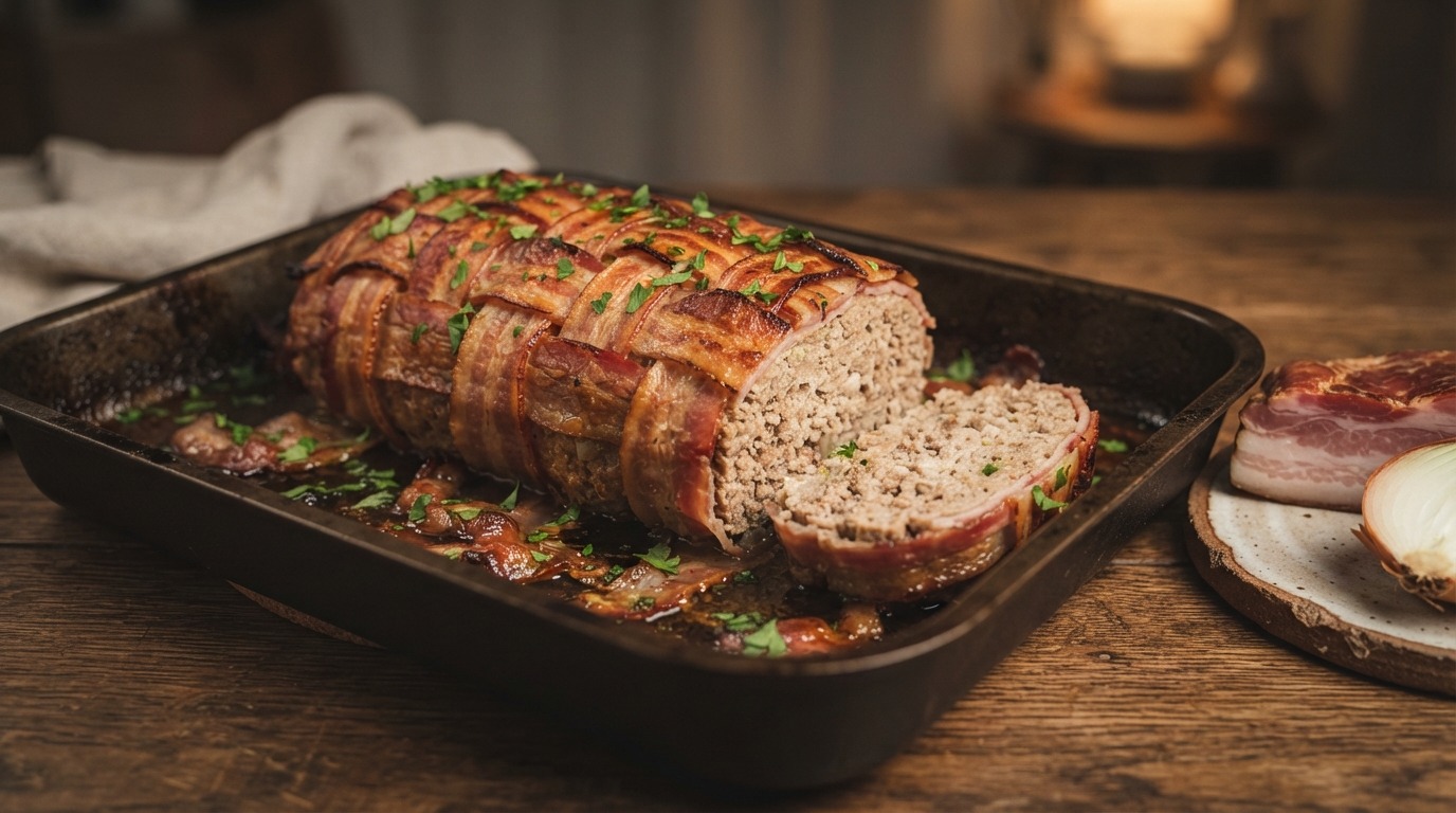 Gehaktbrood met Katenspek uit de Oven