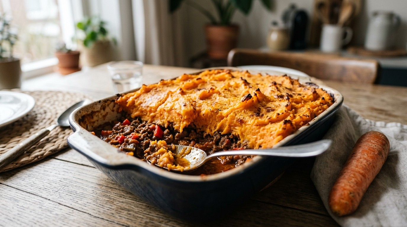 Gehaktjachtschotel met Oranjepuree