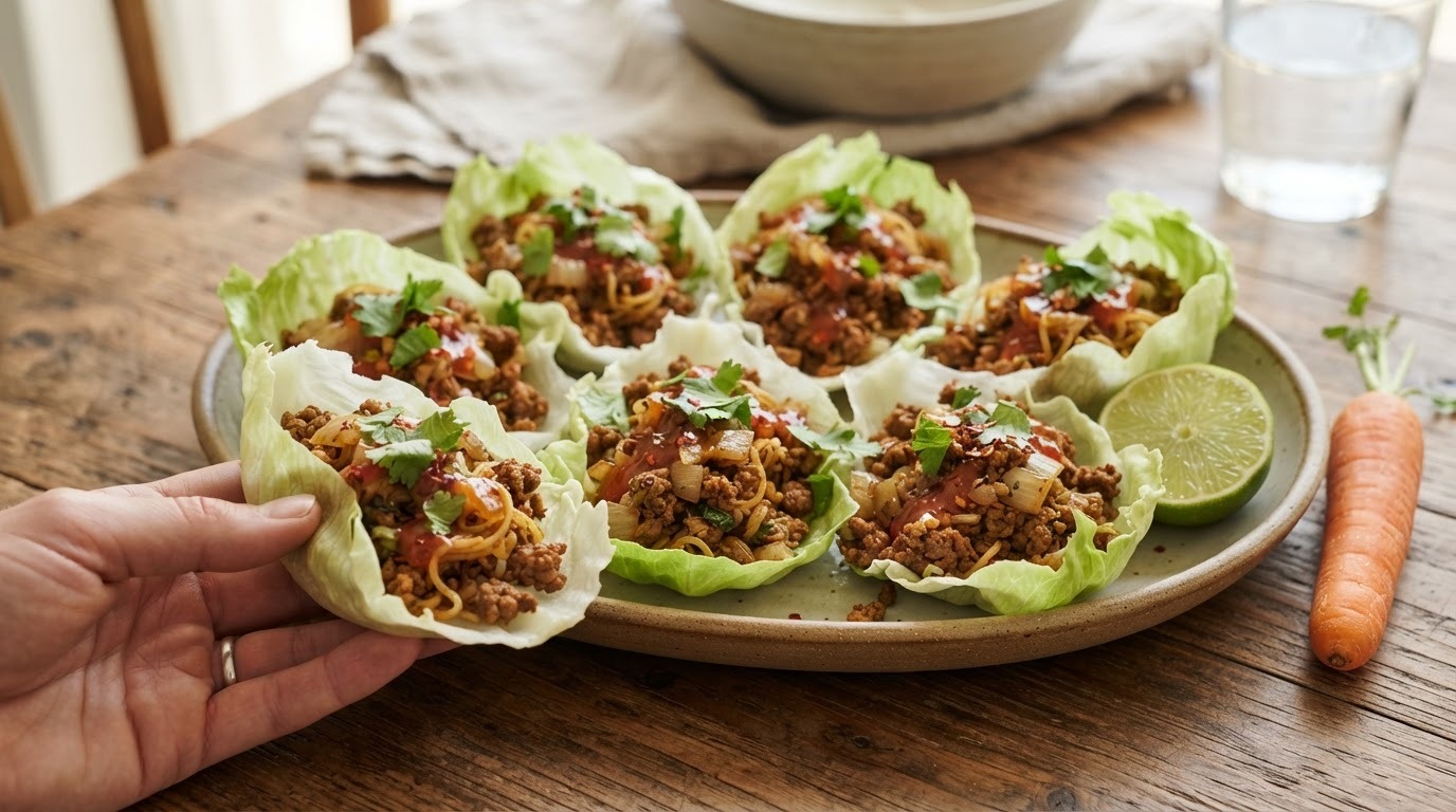 Gehaktrolletjes in Ijsbergsla recept Gehaktrolletjes in Ijsbergsla recept