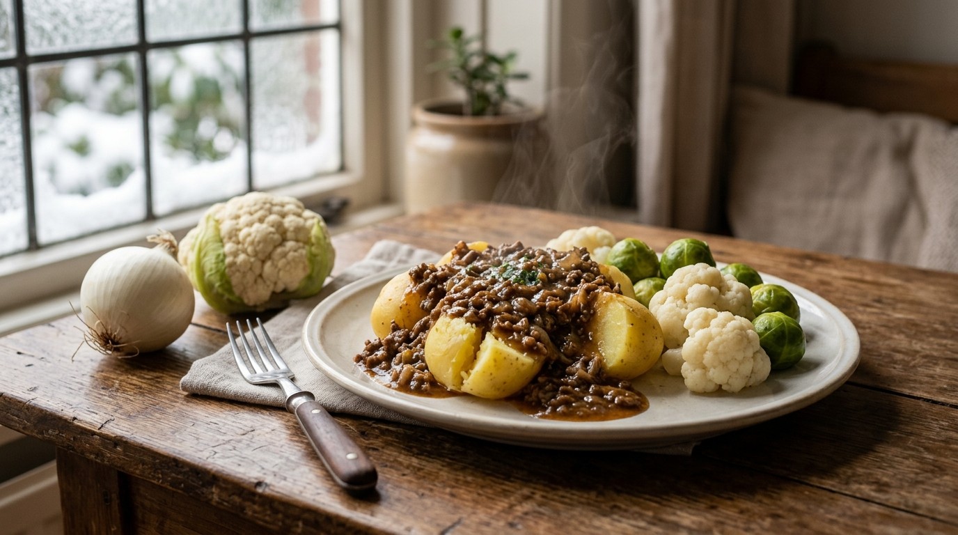 Gekookte Aardappels met Gehaktsaus