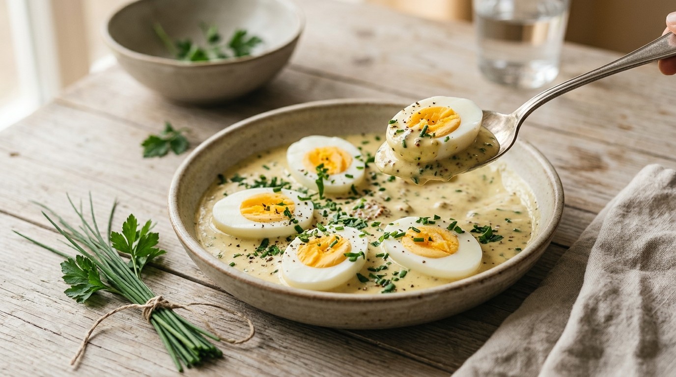 Gekookte Eieren met Mosterdsaus