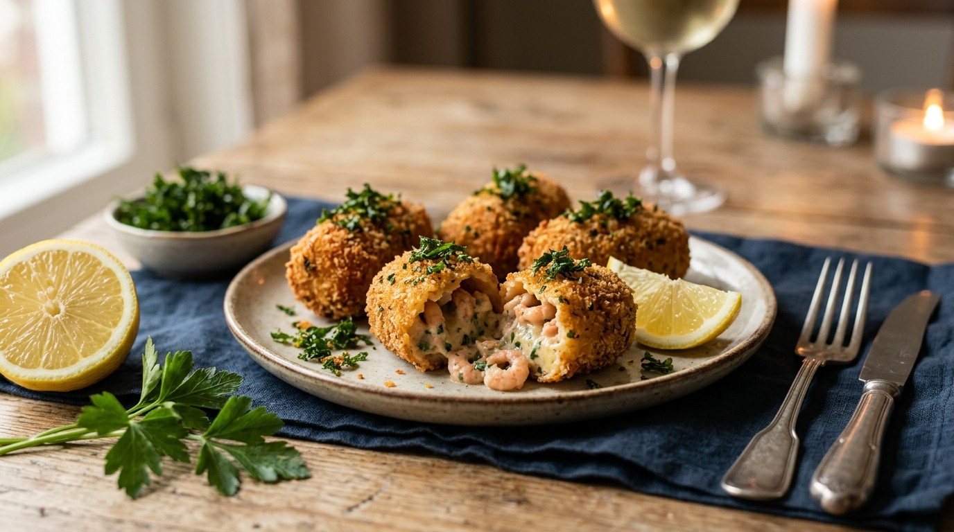 Gekruide Roze-garnalenkroketten