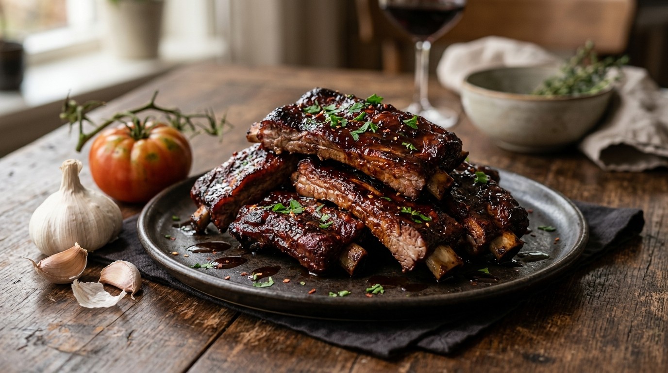 Gemarineerde Spare-ribs in Rode Wijn met Honing