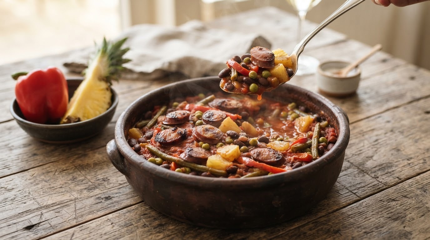 Gemengde Bonenschotel met Ananas en Paprika
