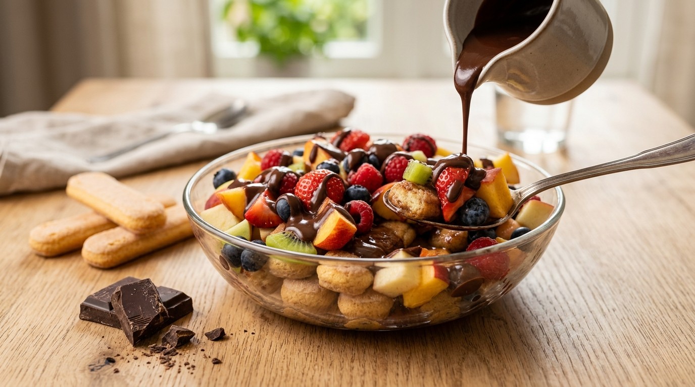 Gemengde Vruchten met Chocoladesaus recept Gemengde Vruchten met Chocoladesaus recept