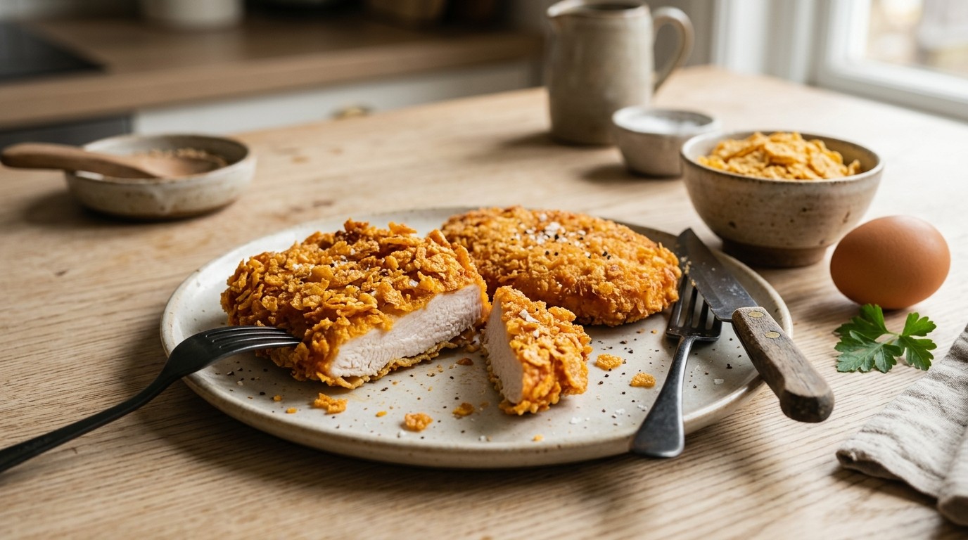 Gepaneerde Kalkoenschnitzels met Cornflakes
