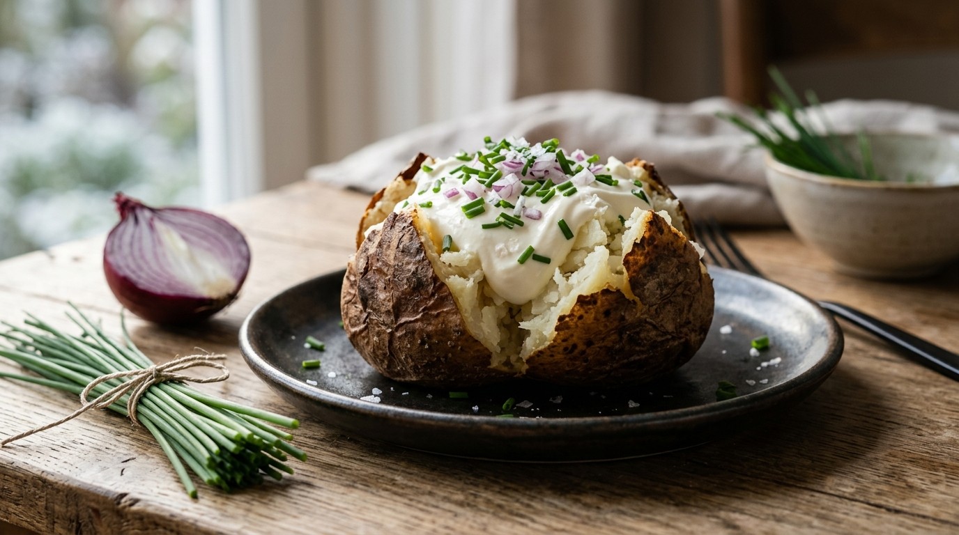 Gepofte Aardappel met Zure Room en Bieslook