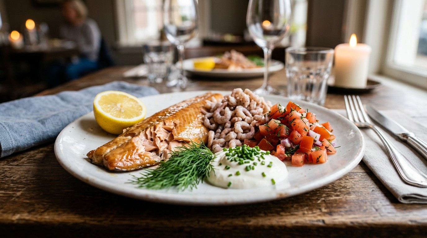 Gerookte Forel met Grijze Garnaaltjes