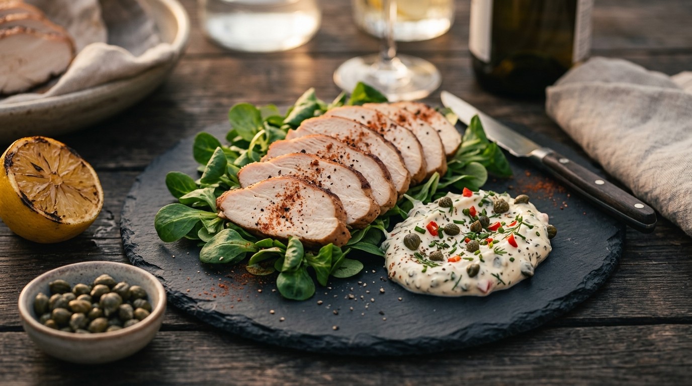 Gerookte kip met Kappertjesmayonaise recept Gerookte kip met Kappertjesmayonaise recept