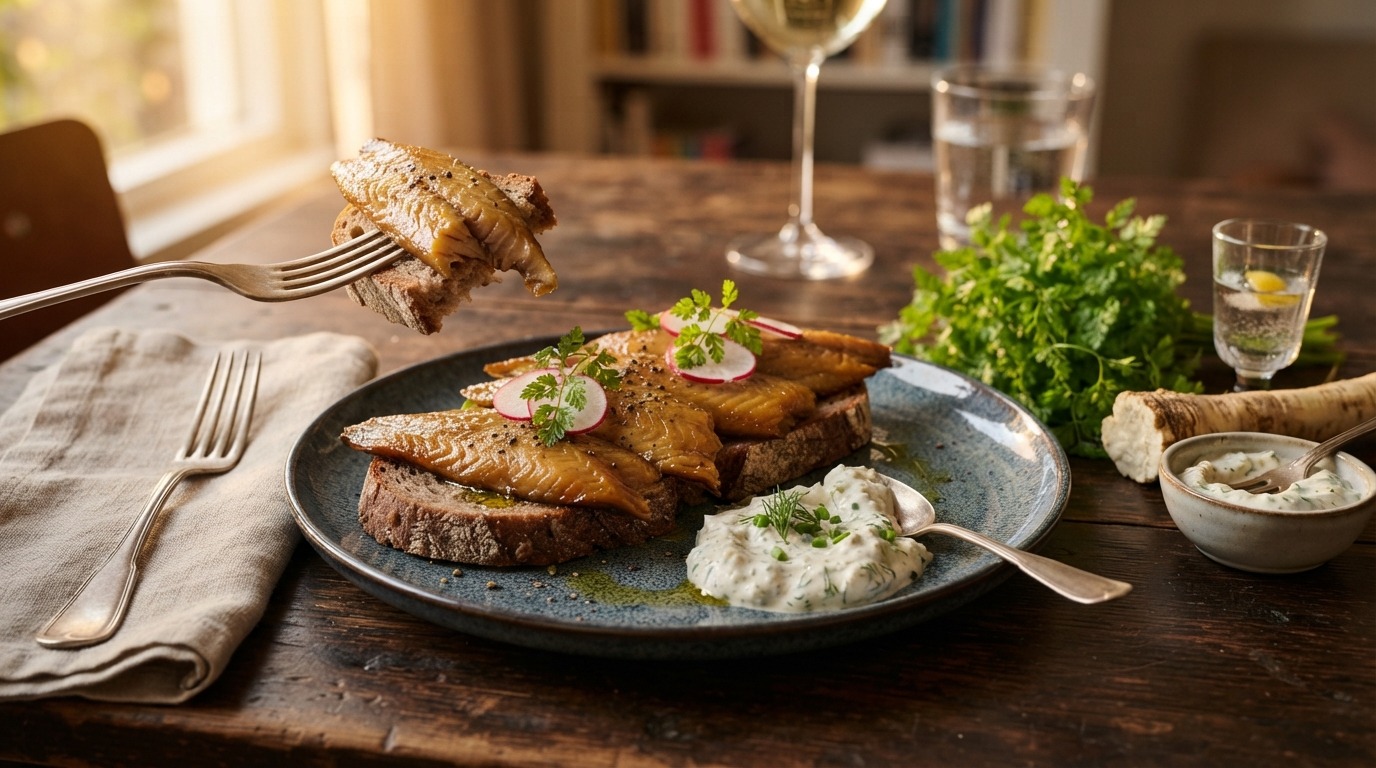 Gerookte Paling met Mierikswortelsaus recept Gerookte Paling met Mierikswortelsaus recept