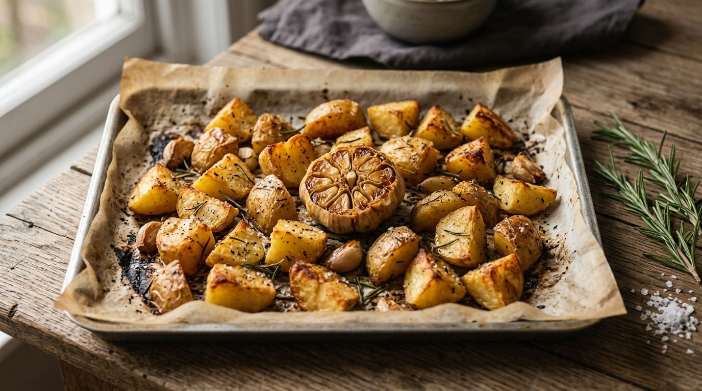 Geroosterde Aardappels met Gepofte Knoflook recept Geroosterde Aardappels met Gepofte Knoflook recept